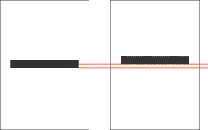 Рис. 2. Геометрический (слева) и оптический (справа) центры листа