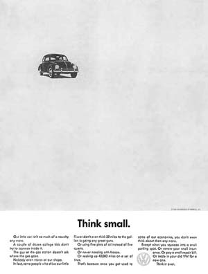 Рис. 3. «Think Small» — самая выдающаяся, по мнению многих специалистов, кампания за всю историю рекламной индустрии
