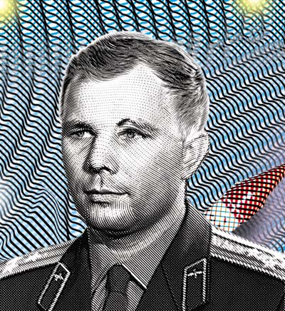 Гравюрный портрет Юрия Гагарина, выпол­­ненный­ нашим автором Дмитрием Апановичем
