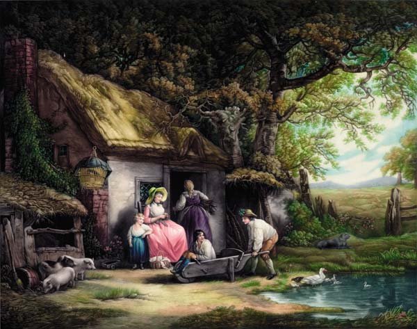 Жан-Пьер-Мари Жазе. Отдых пастушков. Цветное меццо-тинто. 1845 г.