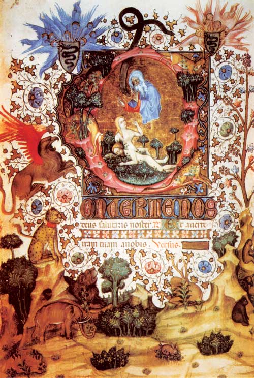 Рис. 12. Пышное великолепие живописи вытесняет с книжной страницы текст. Часослов Висконти. Италия, после 1430 года