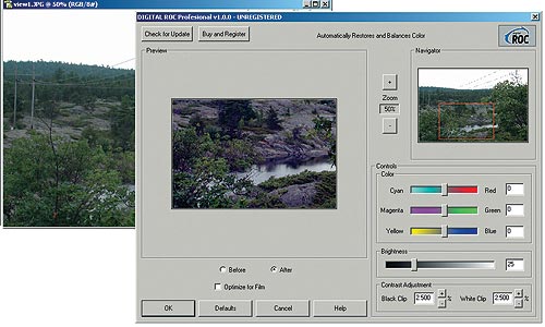 DIGITAL ROC Professional автоматически как восстанавливает естественную гамму цветов снимка, так и устраняет дефекты пленки