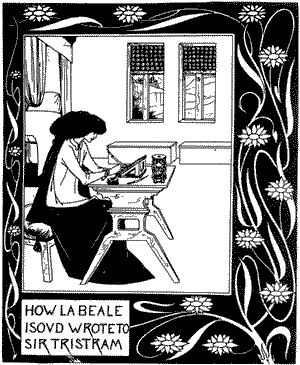 Прекрасная Изольда пишет послание сэру Тристраму. Иллюстрация из «Смерти Артура» Т.Мэлори, 1893-1894 гг.