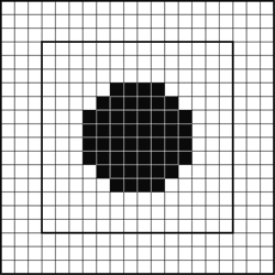 Рис. 11. Растровая ячейка из 196 точек экспонирования, расположенная под углом 0° с площадью заполнения 52 точки