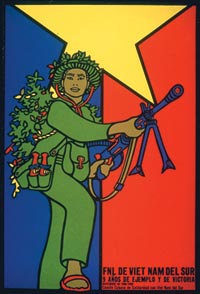 Плакат Рене Медероса из вьетнамского цикла (1972) «9th Anniversary of the NLF of South Vietnam»