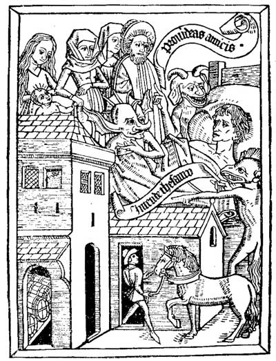 Рис. 4. Из ксилографического издания «Искусство умирать». Первая половина XV века