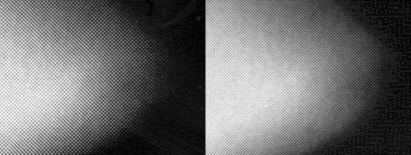 Рис. 7. Микроснимок воспроизведения тонового перехода (слева — ABS 170, справа — Sublima 210)