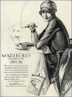 Рис. 1. Изначально сигареты Marlboro позиционировались как женские и преподносились покупателю под девизом «Мягкие, как май» (“Mild as May”)