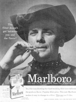 Рис. 2. Новый «мужественный» имидж сигарет Marlboro помог компании «Филип Моррис» не только сохранить за собой прежний сегмент, но и захватить новые рынки, оставив конкурентов далеко позади