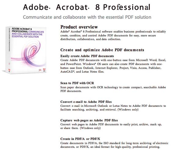 what is adobe acrobat 8 standard
