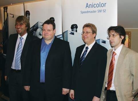 Официальная презентация перед посещением типографии (слева направо): Максим Рачков, Артем Дюженков, Детлеф Янке, Кирилл Генин