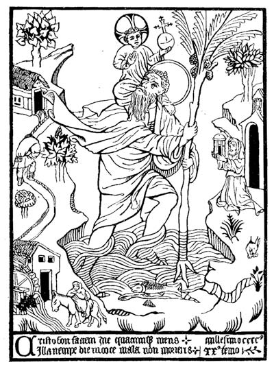 Святой Христофор. Продольная гравюра. 1423 г.