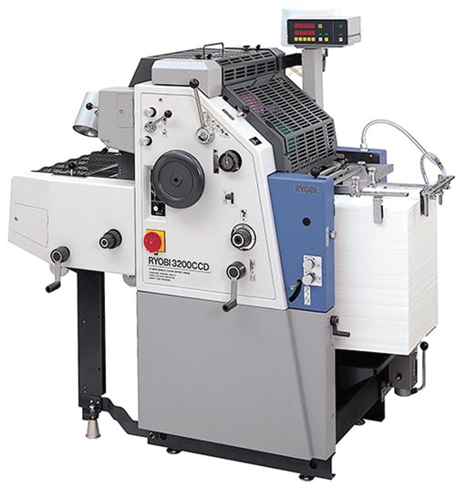 Однокрасочная офсетная печатная машина Ryobi 3200 CCD F с непрерывной системой увлажнения Crestline