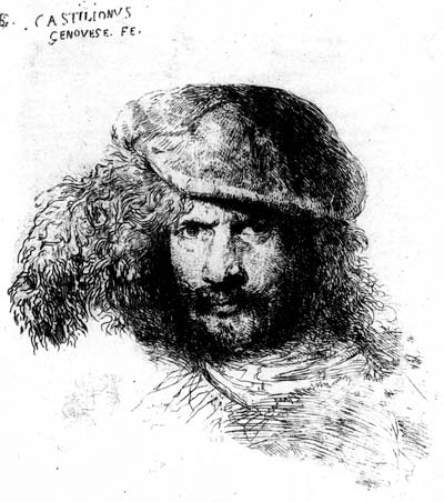 Джованни Кастилльоне. Портрет мужчины в берете. Мягкий лак. 1664 г. 