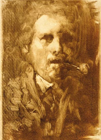 Отто Бахер. Автопортрет. Монотипия. 1887 г.