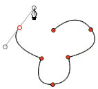 Рис. 2. Только что созданная точка (белая) соединена с предыдущей вершиной отрезком, а с первой — невидимой линией. Фигура по умолчанию прозрачна