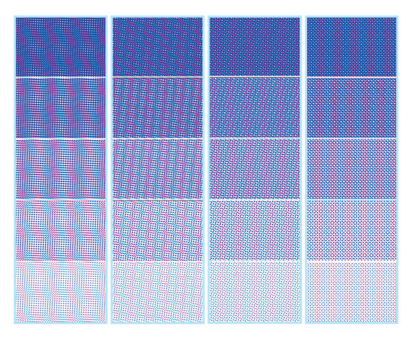 Рис. 4. Интерференционные структуры, получающиеся при разных углах поворота пурпурной и голубой сепараций