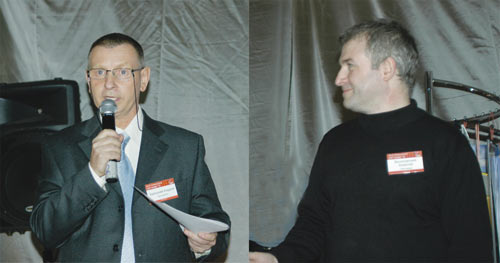 Андрей Зарецкий, типография «Август Борг»  (слева), и Алексей Веселовский, типография «24принт», ведущие «Мэтра полиграфии: Оргтайм», апрель 2010 года