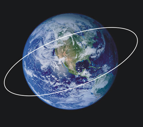 Рис. 8. Изображение земного шара импортировано из графического файла, добавлена замкнутая траектория