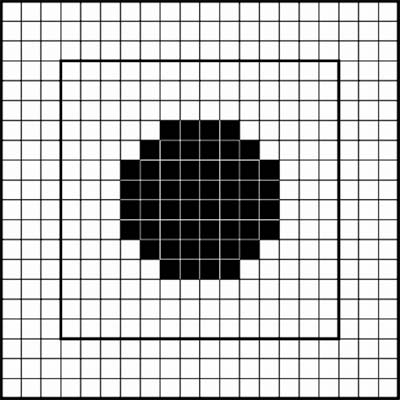 Рис. 11. Растровая ячейка из 196 точек экспонирования, расположенная под углом 0°, с площадью заполнения 52 точки