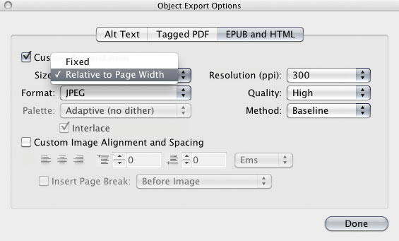 При экспорте в EPUB и HTML ширина содержимого может быть выставлена в зависимости от ширины ридера