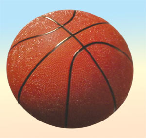 Пример имитации 3D-структуры баскетбольного мяча.  Теперь без пояснения трудно понять, что это — фото настоящего мяча или изображение офсетного оттиска