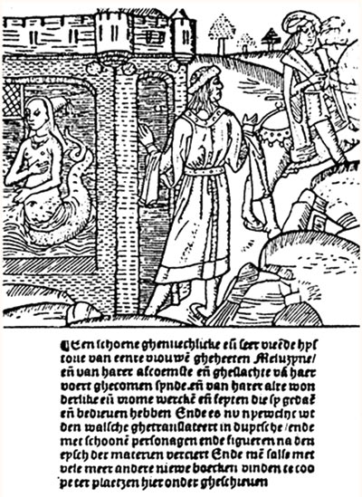 Плакат, посвященный рыцарскому роману «Прекрасная Мелузина» (1491), — самый старый из сохранившихся рекламных плакатов