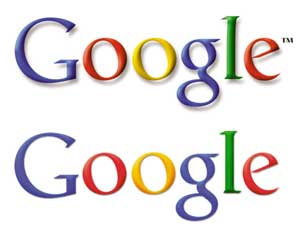 Логотип Google: а — 1999-2010 годов, 