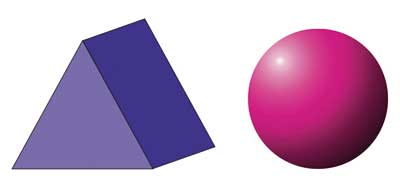 Рис. 7. Изображение собственной тени с помощью однородной (а) и фонтанной (б) заливки