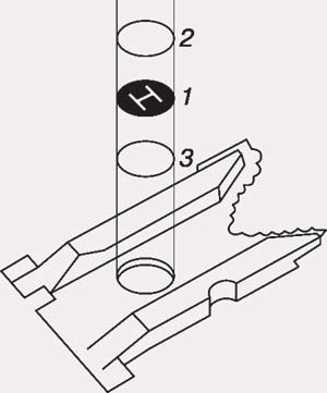 Рис. 2. Фотоматрица  машины «Фотосеттер»: 1 — негативное изображение; 2 и 3 — прозрачные пленки