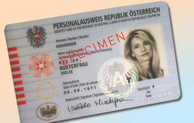 Рис. 7. Идентификационная пластиковая карта гражданина Австрии, защищенная кинеграммой PC