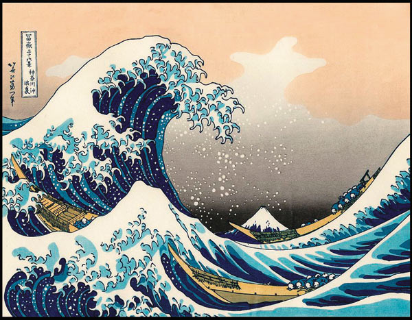 Рис. 2. Одна из самых известных работ К. Хокусая — «Большая волна в Канагаве» (из сборника «Тридцать шесть видов Фудзи»)