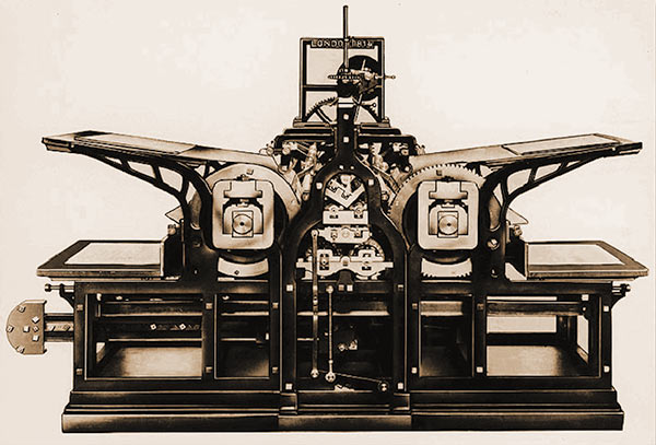 Рис. 2. Первая стопцилиндровая механизированная плоскопечатная машина
