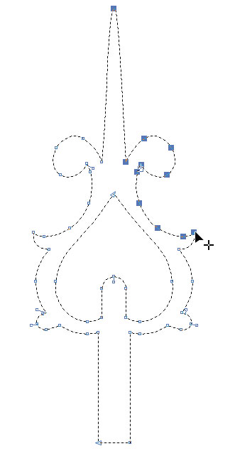 Рис. 24. Выделение всех узловых точек, расположенных на кривой между двумя выбранными