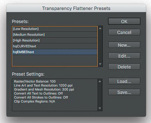 Создайте новый пресет Transparency Flattener (Edit->Transparency Flattener Presets). Поставьте галку напротив Convert All Text to Outlines при необходимости преобразования шрифтов в кривые
