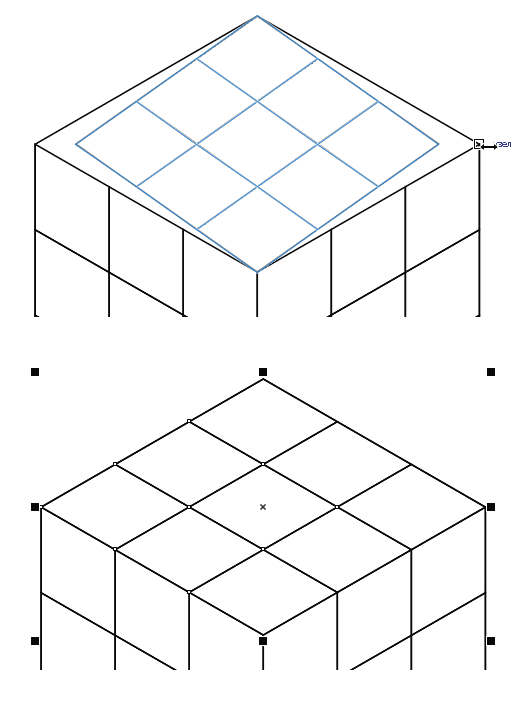 Рис. 24. Изменение ширины группы квадратов