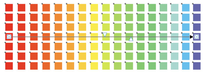 Рис. 18. Вид группы перетекания при выборе нелинейной зависимости изменения цвета между промежуточными объектами