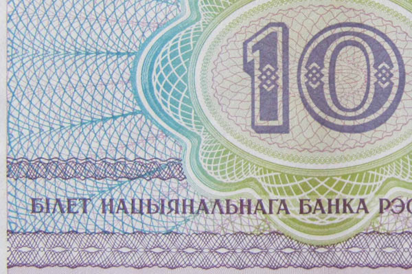 Рис. 8. Гильоширные элементы (сетка, розетки, бордюры) на банкноте номиналом 10 руб. Республики Беларусь образца 2000 года (фрагмент)