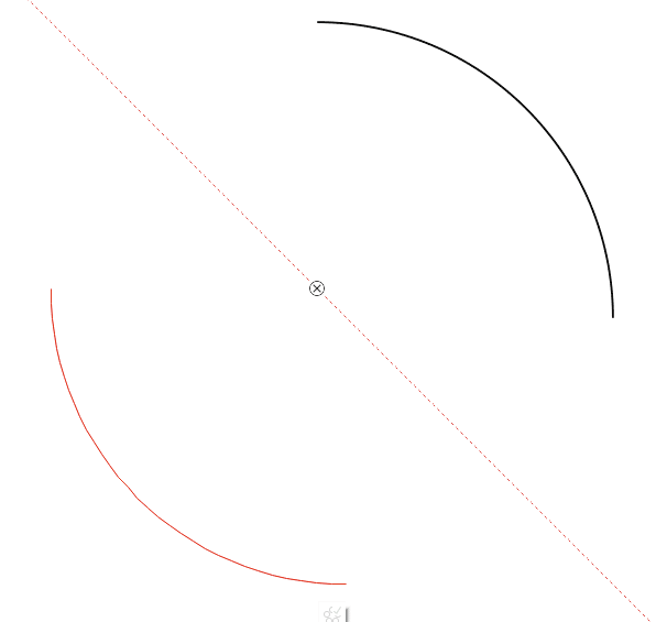 Рис. 9. Изменение положения отраженной копии исходного объекта после изменения угла наклона оси симметрии