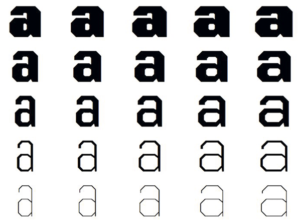 Рис. 3. Благодаря поддержке механизмов OpenType Font Variations начертание символов вариативного шрифта можно изменять в широких пределах