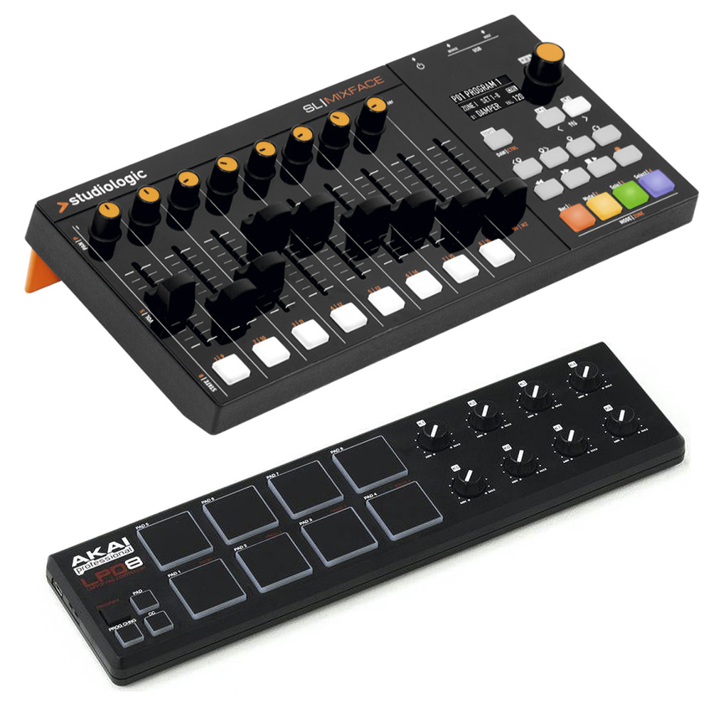 Рис. 7. MIDI-контроллеры Studiologic SL Mixface (сверху) и AKAI PRO LPD8