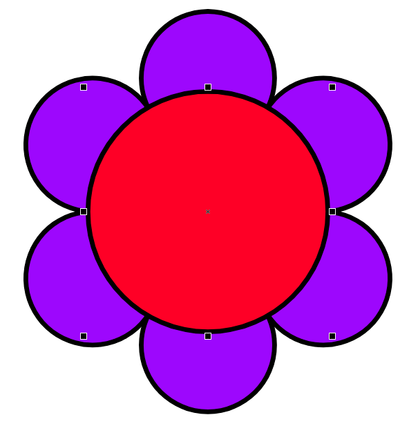 Рис. 54. Цвет заливки центральной окружности изменен на красный 