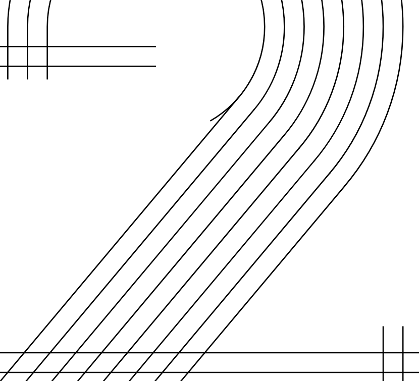 Рис. 45. Удалены сегменты окружностей между наклонными линиями 