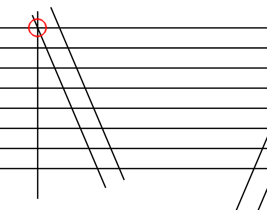 Рис. 69. Расположение группы из двух наклонных линий 